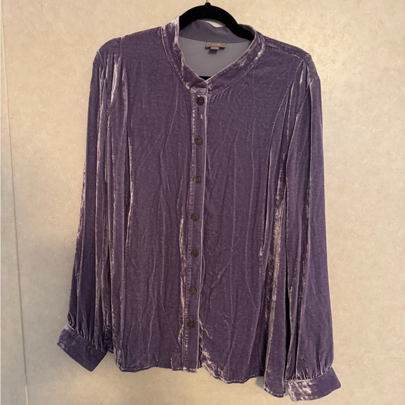 J. Jill Tops - NWOT J. Jill Lilac Crushed Velvet Button-Up Top Size XL